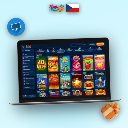 Dudespin Casino na počítači — desktopová aplikace s katalogem her na notebooku